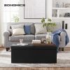 110cm Folding Storage Ottoman Bench with Flipping Lid Footrest Black