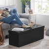 110cm Folding Storage Ottoman Bench with Flipping Lid Footrest Black