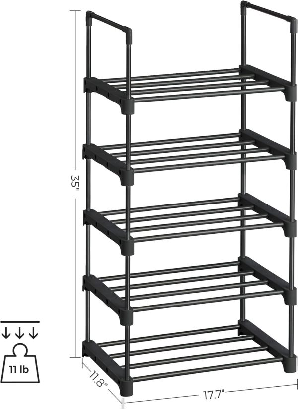 5 Tier Metal Shoe Rack for 10 Pairs of Shoes Black