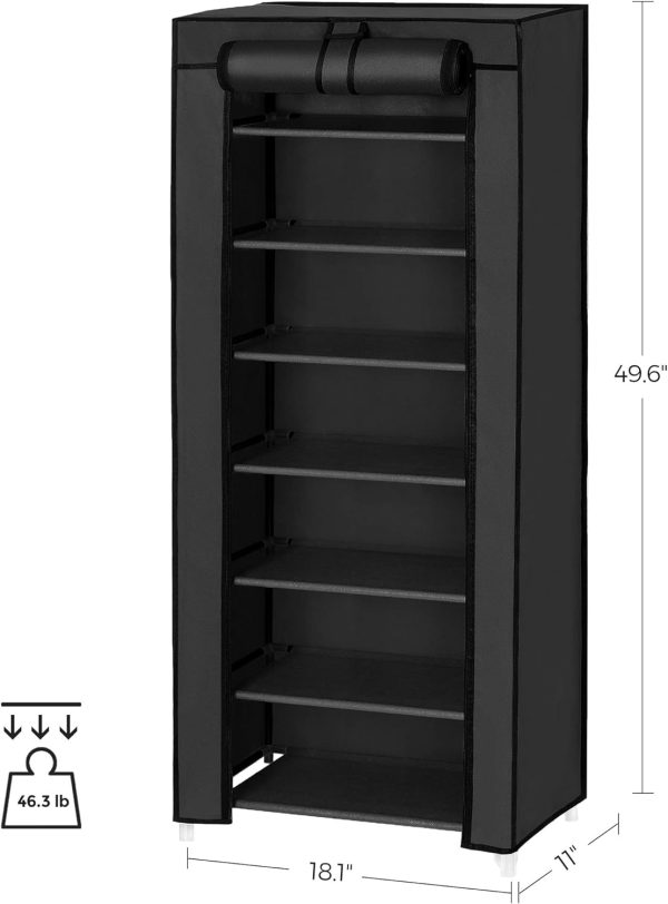 7 Tier Shoe Rack for 14-20 Pairs of Shoes with Nonwoven Fabric Cover Black RXJ024B02