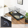 3 Doors Pet Playpen with Divider Panel and Floor Mat Black