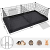 3 Doors Pet Playpen with Divider Panel and Floor Mat Black