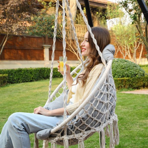 Hammock Hanging Chair with Cushion Gray