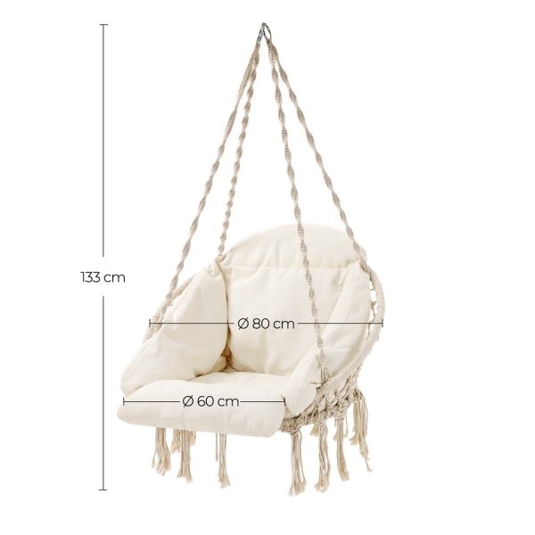 Hammock Hanging Chair with Cushion Cloud White