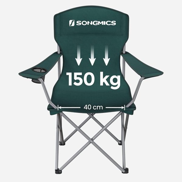 Set of 2 Folding Camping Outdoor Chairs Dark Green