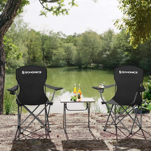 Set of 2 Folding Camping Outdoor Chairs Black