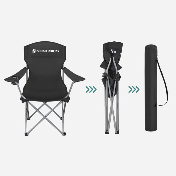 Set of 2 Folding Camping Outdoor Chairs Black