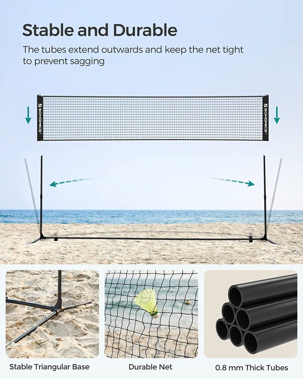 3m Portable Tennis Badminton Net Black