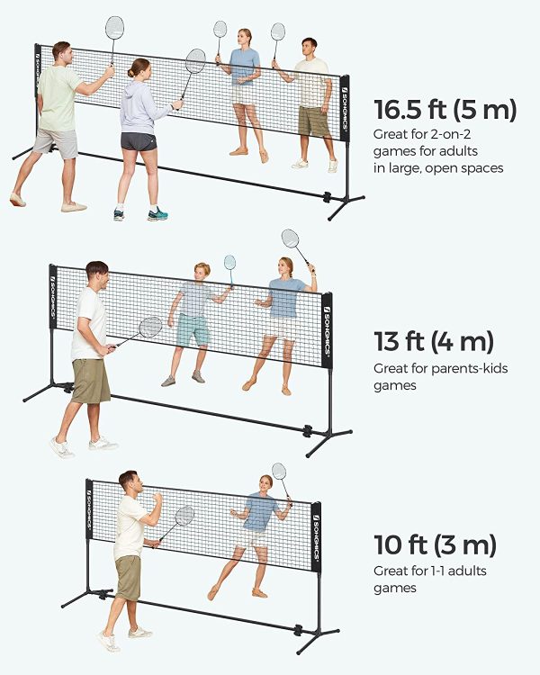 3m Portable Tennis Badminton Net Black