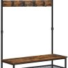 Coat Rack Stand with 9 Hooks and Shoe Rack, Industrial Style, Multifunctional Hall Tree, Sturdy Steel Frame