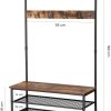 Coat Rack Stand with 9 Hooks and Shoe Rack, Industrial Style, Multifunctional Hall Tree, Sturdy Steel Frame