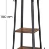 VASAGLE Coat Rack Stand with 3 Shelves Rustic Brown and Black LCR80X