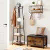 VASAGLE Coat Rack Stand with 3 Shelves Rustic Brown and Black LCR80X