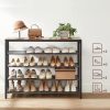 Shoe Storage Bench with 4 Mesh Shelves Rustic Brown