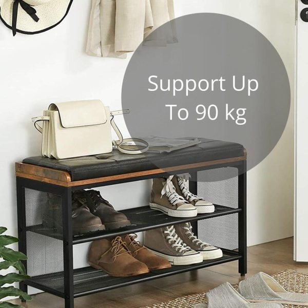 3 Tier Shoe Storage Bench with Padded Seat