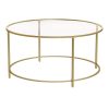 Round Glass Top Coffee Table with Metal Frame