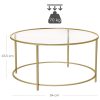 Round Glass Top Coffee Table with Metal Frame