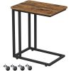 End Table Side Table Coffee Table with Steel Frame and Castors Rustic Brown and Black LNT50X