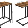 End Table Side Table Coffee Table with Steel Frame and Castors Rustic Brown and Black LNT50X