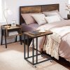 End Table Side Table Coffee Table with Steel Frame and Castors Rustic Brown and Black LNT50X