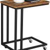 End Table Side Table Coffee Table with Steel Frame and Castors Rustic Brown and Black LNT50X