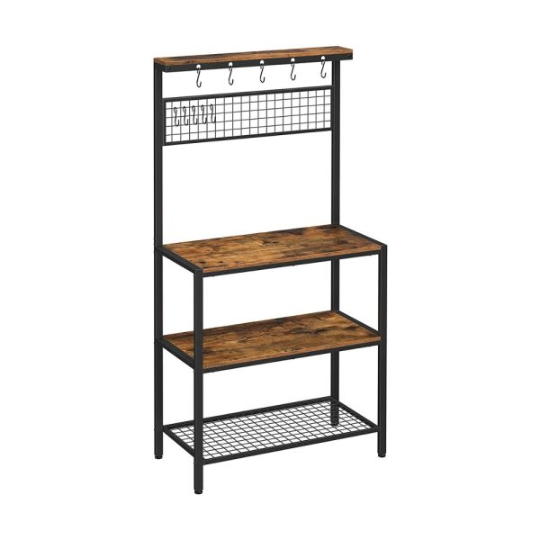 Industrial Kitchen Baker’s Rack Kitchen Unit with Storage Shelves Rustic Brown KKS17BX