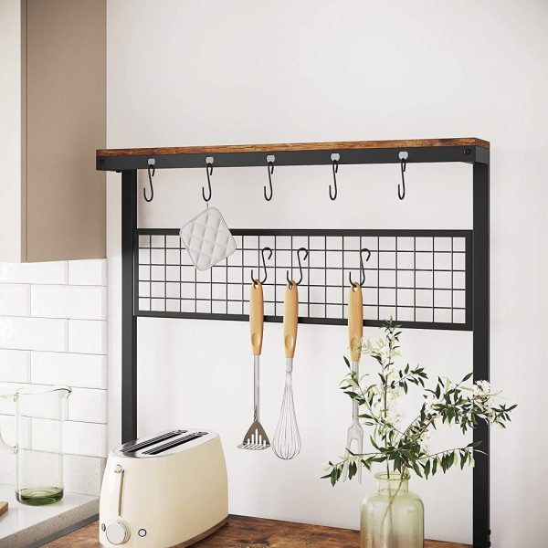 Industrial Kitchen Baker’s Rack Kitchen Unit with Storage Shelves Rustic Brown KKS17BX