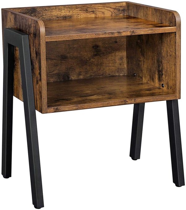 Side Table Rustic Brown and Black LET54X