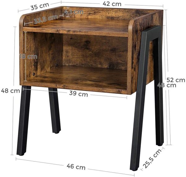 Side Table Rustic Brown and Black LET54X