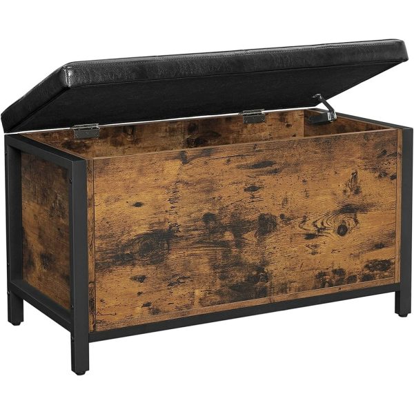 Entryway Storage Bench Rustic Brown and Black