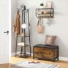 Entryway Storage Bench Rustic Brown and Black