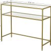 VASAGLE Console Table with Tempered Glass Gold Colour LGT025A01