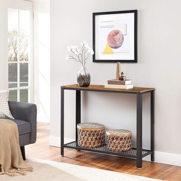 Console Table Rustic Brown and Black LNT80X