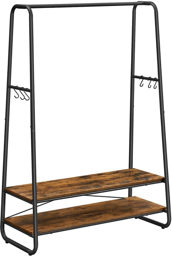 Clothes Rack with 2 Shelves Rustic Brown and Black RGR112B01