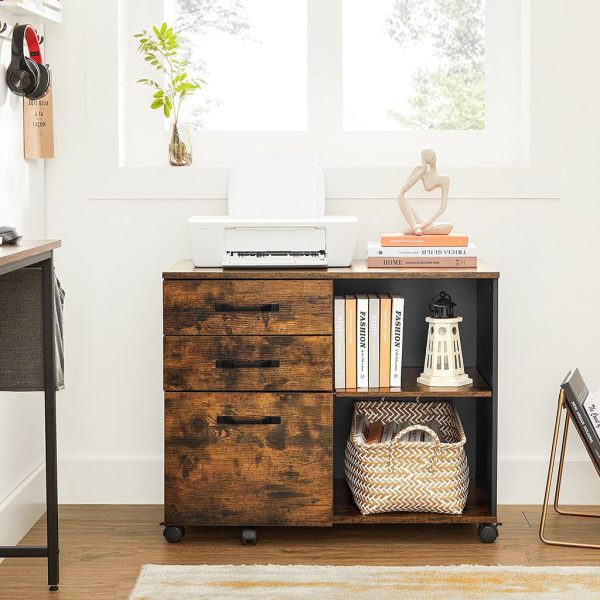 3 Drawer File Cabinet with Open Compartments