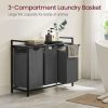 Laundry Hamper with Shelf and Pull-Out Bag 3 x 38L Black and Gray