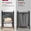 Laundry Hamper with Shelf and Pull-Out Bag 3 x 38L Black and Gray