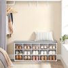 Storage Shoe Bench 15 Compartments with Cushion White and Grey