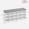 Storage Shoe Bench 15 Compartments with Cushion White and Grey