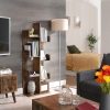 Tree-Shaped Bookcase with 8 Storage Shelves Rounded Corners Rustic Brown