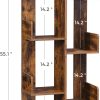 Tree-Shaped Bookcase with 8 Storage Shelves Rounded Corners Rustic Brown