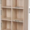 Bookcase with 6 Compartments Wooden Shelving