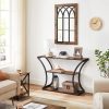 Console Table with Curved Frames with 2 Open Shelves Rustic Brown and Black