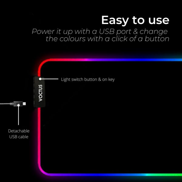 Voctus RGB Mouse Pad 4 USB Ports – 800x300x4 mm