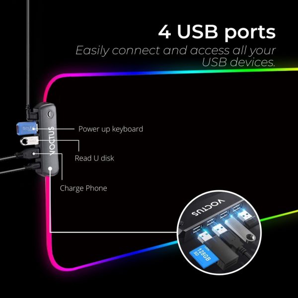 Voctus RGB Mouse Pad 4 USB Ports – 800x300x4 mm