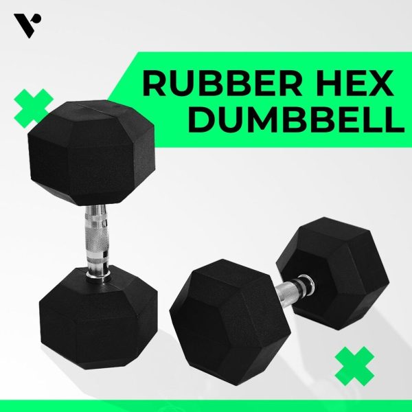 VERPEAK Rubber Hex Dumbbells 15kg –