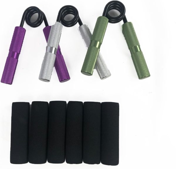 3 Pack Metal Hand Grip Strengthener Set with Carry Bag (100lb Purple, 150lb Silver, 200lb Green) VP-HG-101-BT