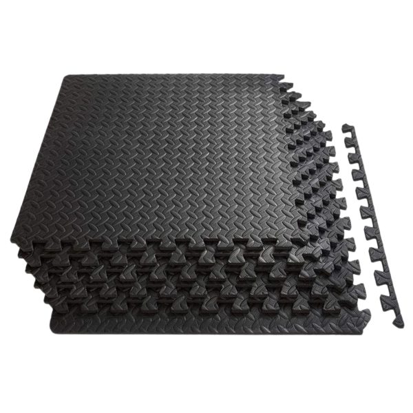 Puzzle Gym Mat EVA Interlocking Foam Tiles with Border (Black) VP-GMT-100-LMJ