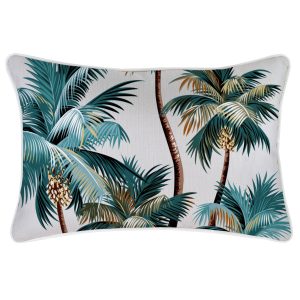 Cushion Cover-With Piping-Palm Trees White – 35×50 cm