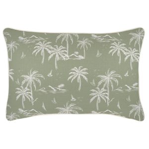 Cushion Cover-With Piping-Postcards Sage – 35×50 cm